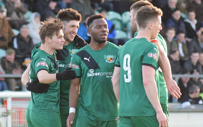 Sean Cooke celebrates his goal from the penalty spot