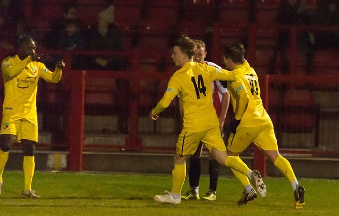 Sean Cooke leveller against Witton - by Martyn Wilson