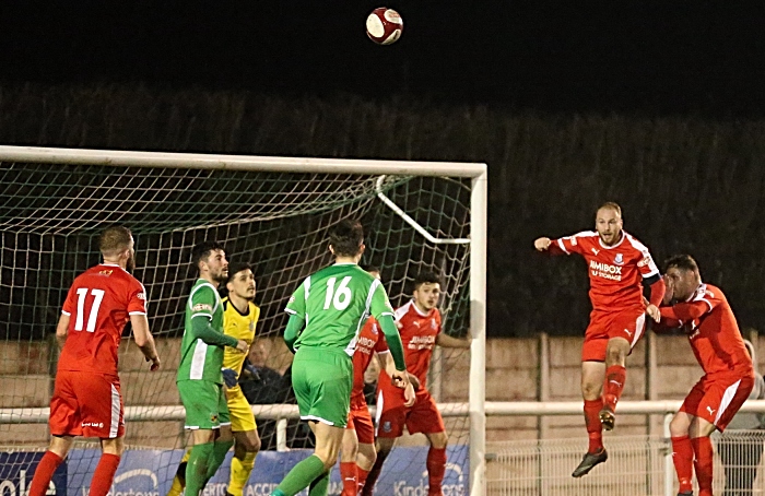 Second-half - Bamber Bridge head the ball clear (1)