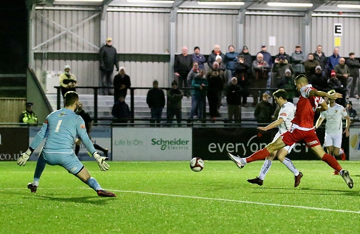 Second-half - Dan Cockerline eyes the ball under pressure (1)