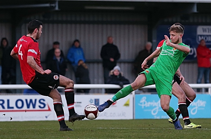 Second-half - David Webb fights for the ball (1)