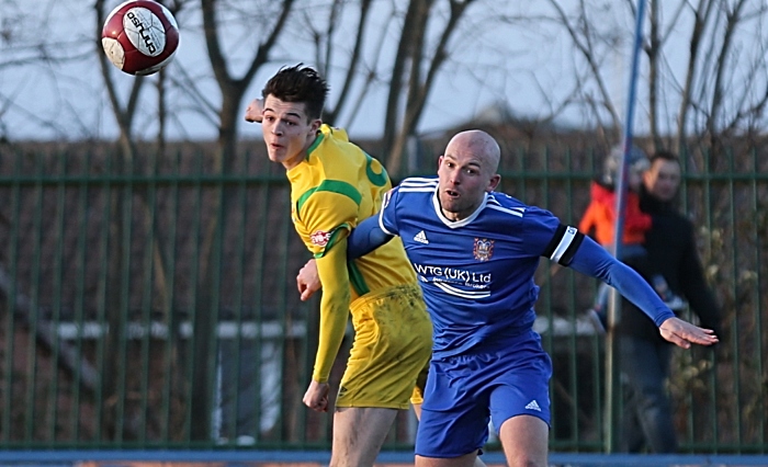 Second-half - Joe Malkin wins the header from captain Danny Ellis