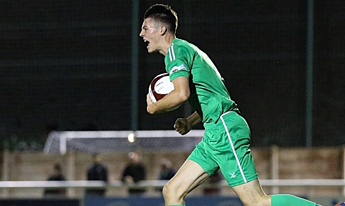 Second-half - Nantwich Town goal - Joe Malkin celebrates after scoring (1)