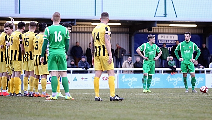 Second-half - Nantwich Town goal - Matt Bell prepares for his free-kick (1)