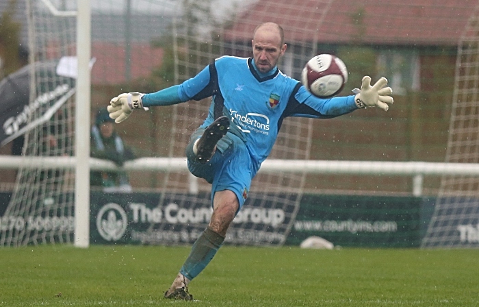 Second-half - Nantwich keeper Greg Hall kicks the ball forward (1)