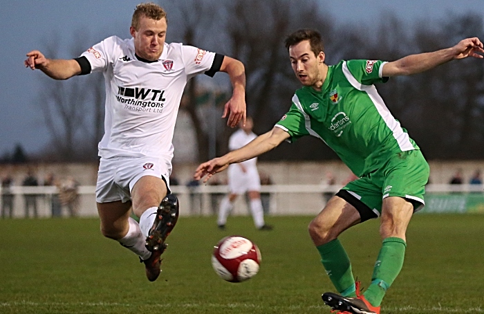 Second-half - Nathan Cotterell attempts to cross the ball under pressure (1)