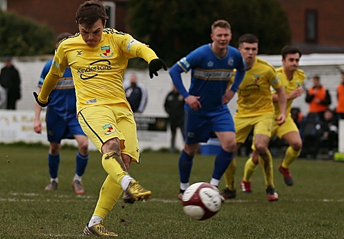 Radcliffe - Second-half - penalty - first Nantwich goal - Sean Cooke smashes the penalty down the middle (1)