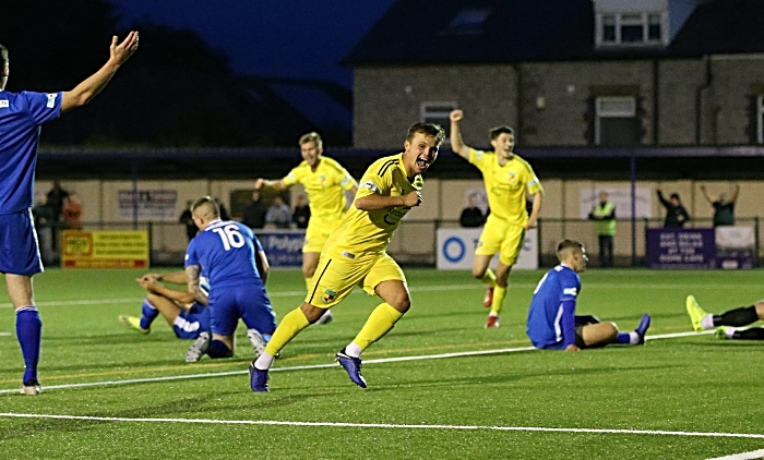 Second-half - second Nantwich goal - Sean Cooke scores and celebrates (1)