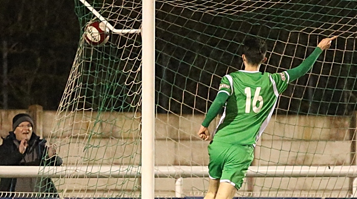 Second-half - second Nantwich goal - substitute Joe Malkin celebrates his goal (1)