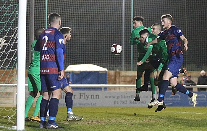 Second-half - third Nantwich goal - Joe Malkin rises to power it home (1)