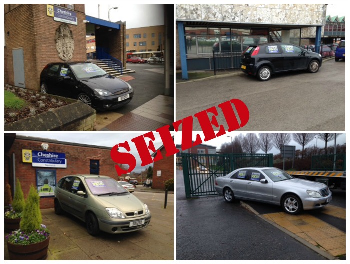 A vehicle seized by police is now on display outside the town's police station on Beam Street.  It's one of a number of cars seized by officers from drivers with no insurance as part of a latest crackdown.