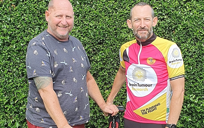 Pilot Shaun (right) and Rick before charity bike ride