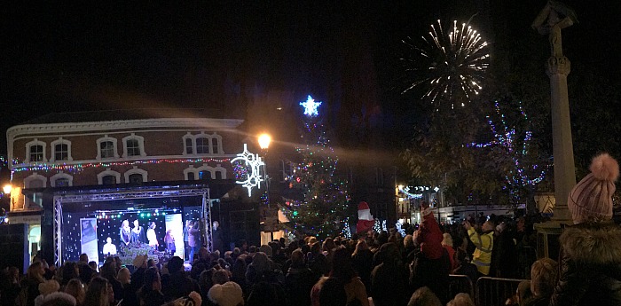 lights - stage-area-and-fireworks-after-nantwich-christmas-lights-switch-on