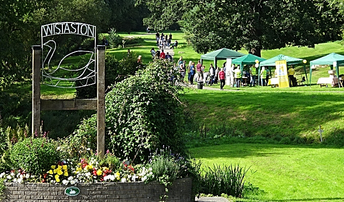 Stalls on the Joey the Swan recreation area adjacent to Wistaston Brook (1)