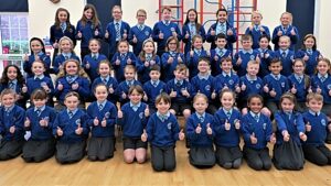 Thumbs up twice for Stapeley Broad Lane School Choir