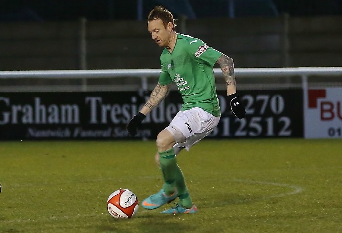 Steve Jones, of Nantwich Town, hailed by Chris Parkes - pic by Simon J Newbury Photography