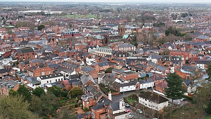 heritage - aerial view of Nantwich town centre during lockdown