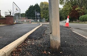 Street light left in middle of busy road in Wistaston