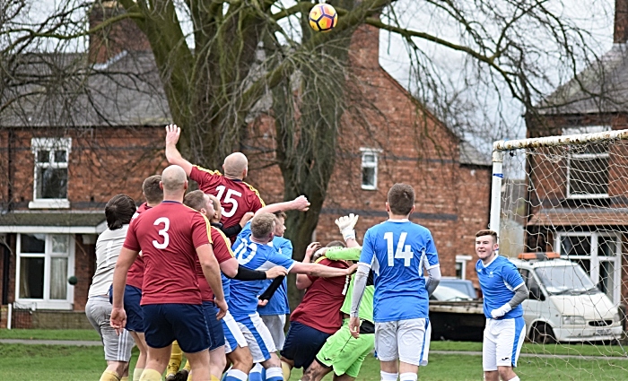 Talbot rise to the ball from a corner (1)