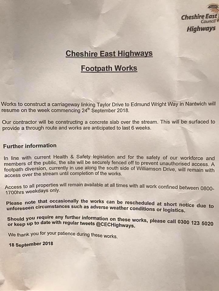 Taylor Drive to Edmund Wright Way letter