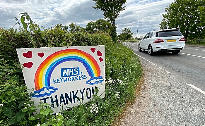 Thank you NHS and keyworkers roadside sign on Middlewich Road in Nantwich (1)