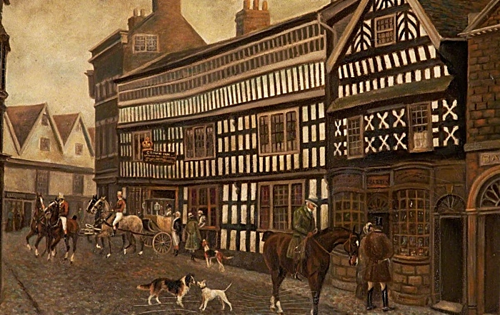 The Old Crown Inn c1828 Herbert St John Jones credit Nantwich Musuem (2016_07_31 18_07_26 UTC)