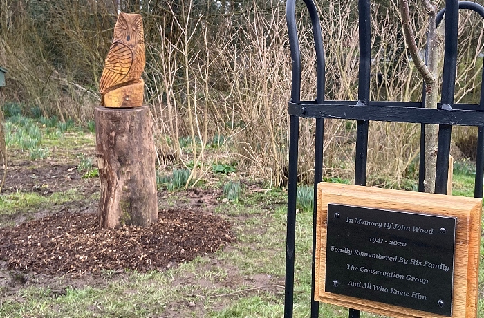 The Rowan tree in memory of John Wood and the adjacent owl sculpture (1)