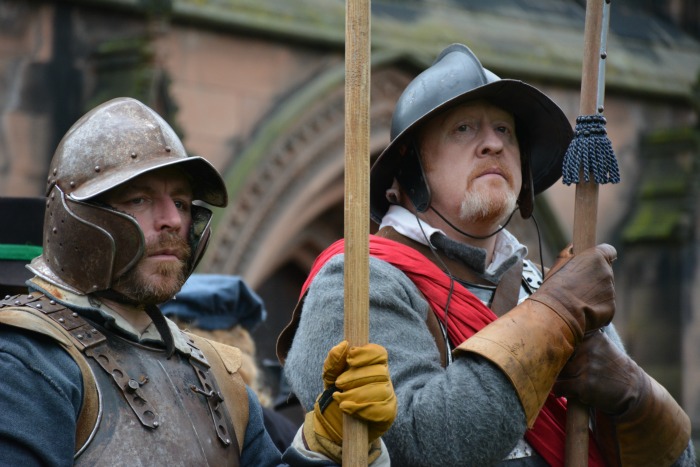 Troops outside St Marys Church Nantwich