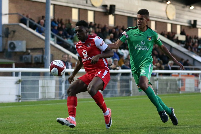 Troy Bourne eyes the ball v Buxton