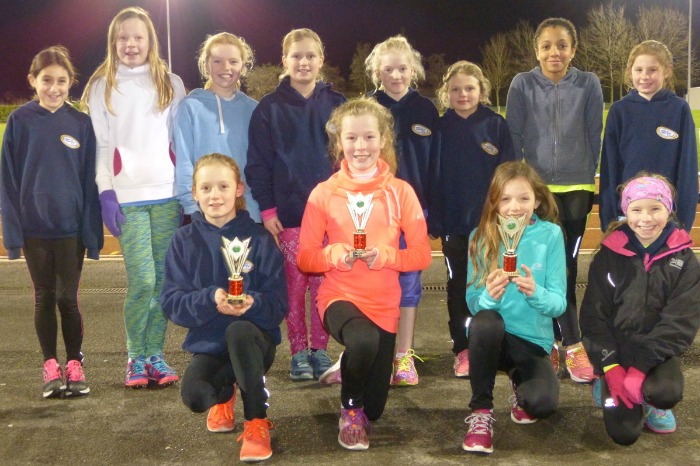 U11s Crewe & Nantwich girls Esther Wilding, Grace Wilne and Pru Lindsey part of team (pic with trophies)