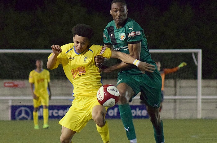 Vinny Mukendi challenges for the ball