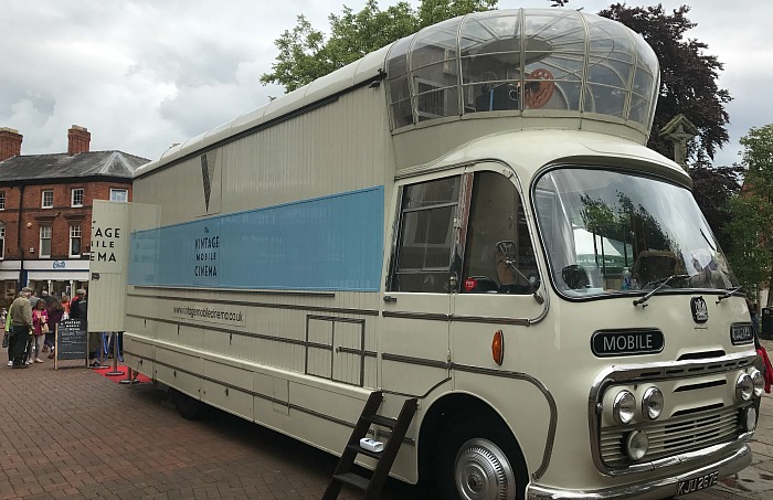 Vintage mobile cinema on Nantwich town square