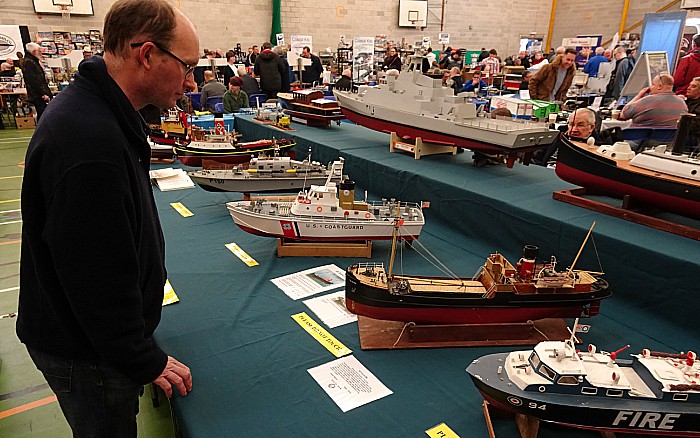 Visitor Chris White views the Crewe and District Model Boat Club exhibits