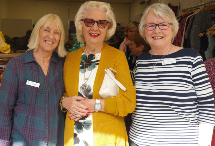 Mayor Cllr Penny Butterill and charity shop volunteers