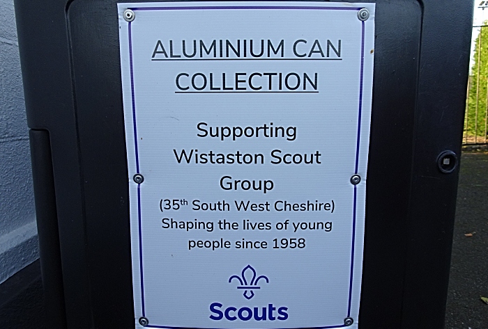 Wistaston Scout Group - aluminium can collection bin - sign (1)