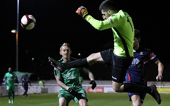 Witton keeper Ryan Nield clears the ball