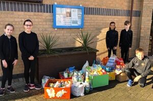 Stapeley pupils harvesting for Nantwich Foodbank