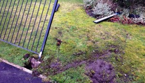 barrier damaged by A534 traffic