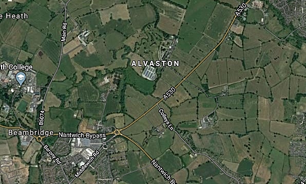 beam heath trust manages land north and east of Nantwich - image by Google Maps