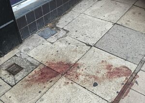 blood pools in Nantwich after street brawl