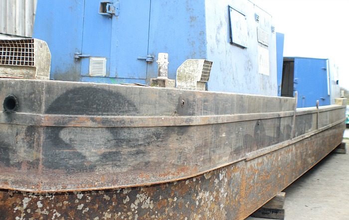 canal workboat Wallaby awaiting repair