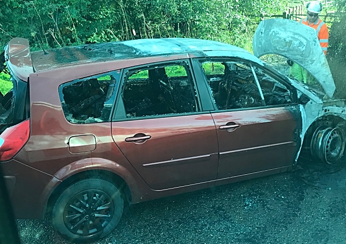 car fire at cheerbrook roundabout