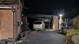 Car blaze in Willaston spreads to house