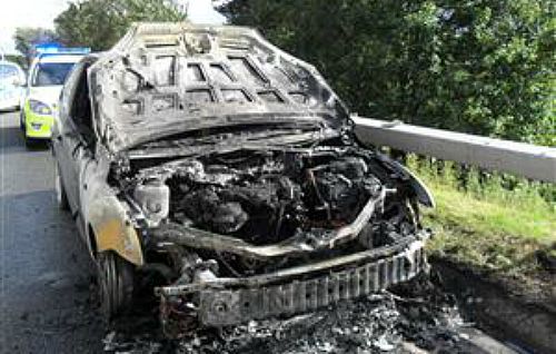 car fire on A500 Nantwich bypass