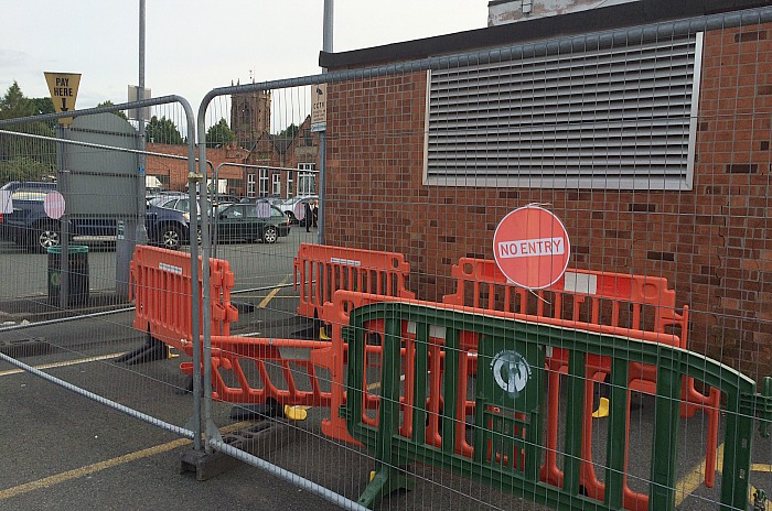 civic hall building damaged after car park smash