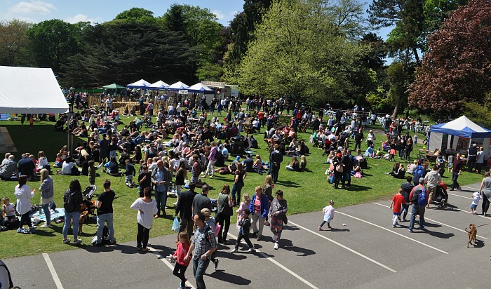 Family Festival - crowds enjoy the sunshine on the college's main lawn