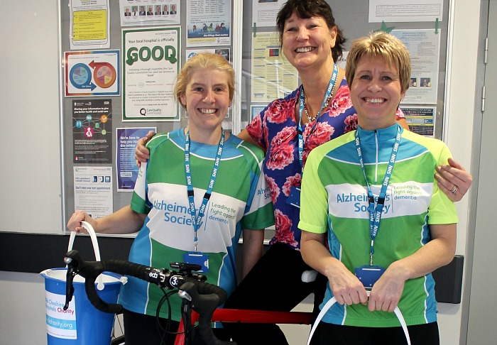 dementia - Ride to Remember (high 2) - left to right, staff members Joanne Sullivan, Jacqueline Allen and Arlene Smith take part in the eve