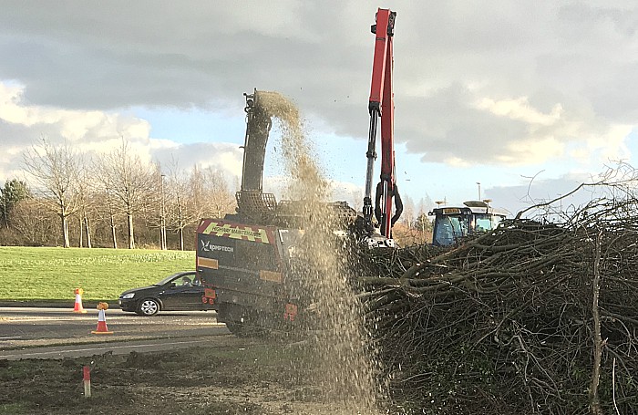 digger at Crewe Green roundabout