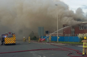 Major building blaze in Crewe causes traffic chaos across the town