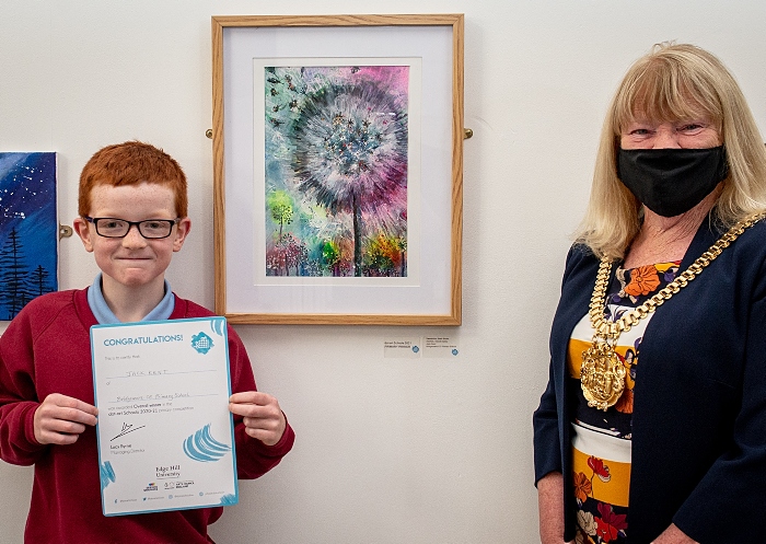 artwork winner - dot-art Schools 2021 overall primary winner Jack Kent of Bridgemere Primary with Lord Mayor of Liverpool (1)